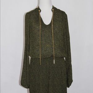 Michael Kors Peasant Dress with Gold Chain